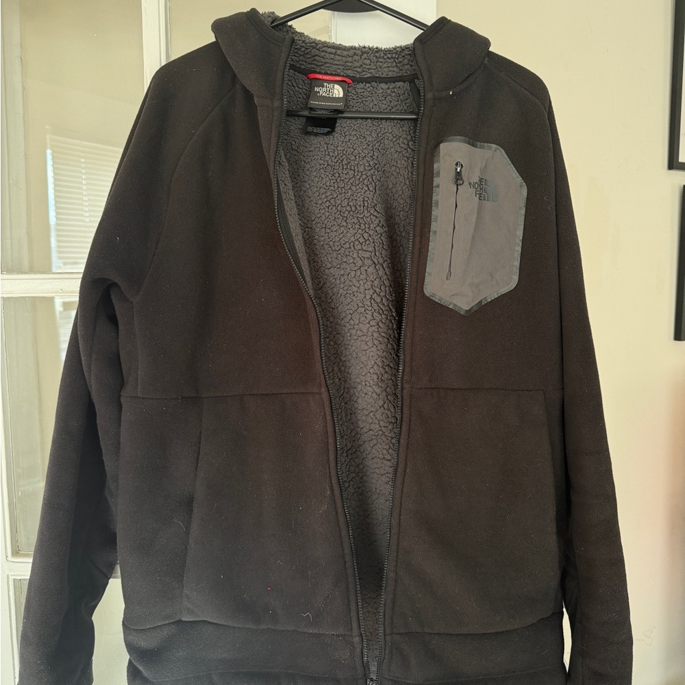 The North Face Black and Gray Hooded Fleece